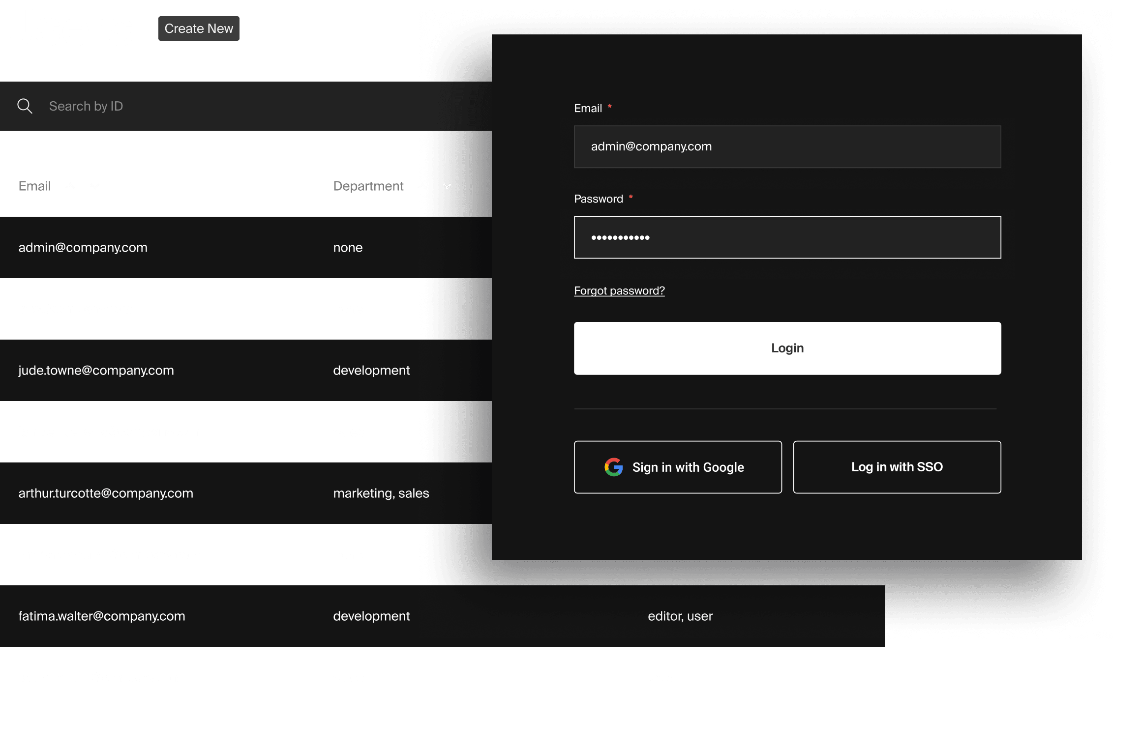 User collection list and SSO login