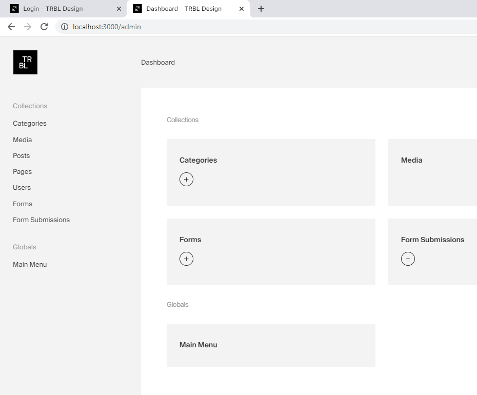 Payload CMS White Label Branded Dashboard